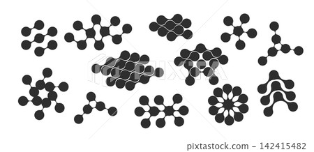 Flowing liquid shapes merge into seamless geometric design with connected dots and curves creating modern abstract composition for biology research or creative branding projects Flowing liquid shapes merge into seamless geometric design with connected dots and curves creating modern abstract composition for biology research or creative branding projects 142415482