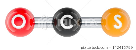 Carbonyl sulfide OCS molecular model. 3D rendering Carbonyl sulfide OCS molecular model. 3D rendering 142415799