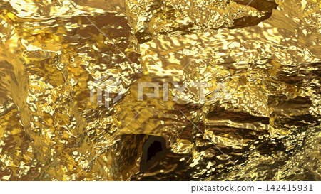 Glowing Golden Metal Abstract Texture Background 3d render. Glowing Golden Metal Abstract Texture Background 3d render. 142415931