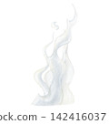White steam cloud isolated on white background. Watercolor illustration of a rising hot smoke vapor effect, ethereal mist and swirling fog texture for food and beverage sketch overlays 142416037