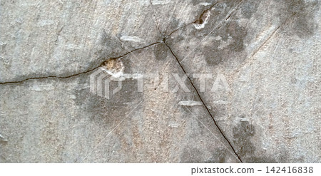 Weathered gray concrete wall with structural cracks Weathered gray concrete wall with structural cracks 142416838
