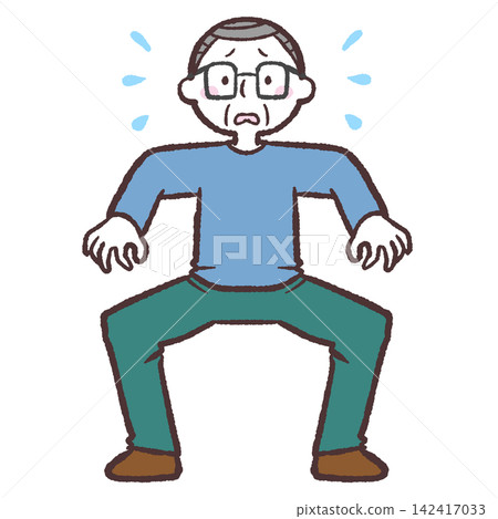 Full-body illustration of a troubled senior man Full-body illustration of a troubled senior man 142417033