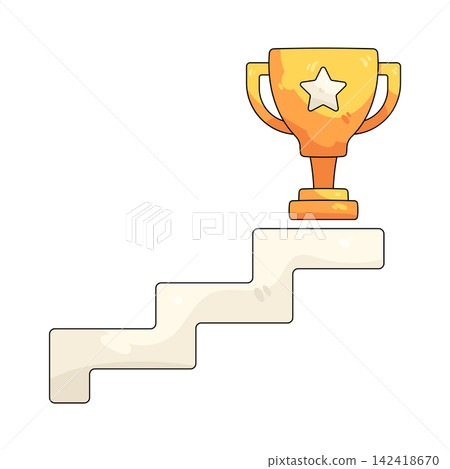 Illustration of trophy on steps Illustration of trophy on steps 142418670