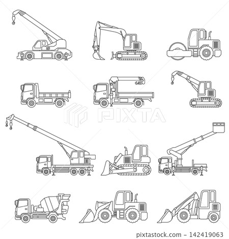 Construction vehicle icon set Construction vehicle icon set 142419063