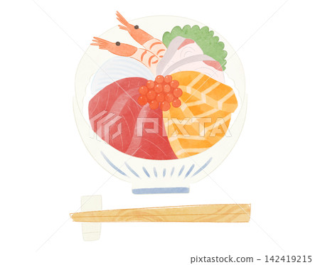 可愛又充滿奇思妙想的海鮮飯碗和筷子插圖(水彩風格) 可愛又充滿奇思妙想的海鮮飯碗和筷子插圖(水彩風格) 142419215