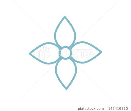 簡潔的淺藍色四瓣花圖示插圖素材 簡潔的淺藍色四瓣花圖示插圖素材 142419510