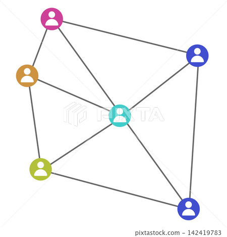 People Network Diagram Showing Social Connections and Team Communication People Network Diagram Showing Social Connections and Team Communication 142419783