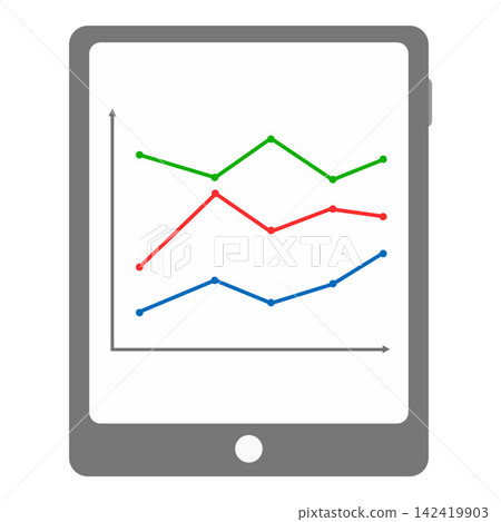 Multi-Series Line Graph Showing Three Different Data Trends on a Coordinate System Multi-Series Line Graph Showing Three Different Data Trends on a Coordinate System 142419903