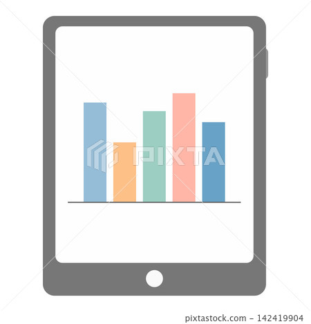 Tablet Displaying Colorful Bar Chart for Data Analysis, Business Reporting, and Performance Comparison Tablet Displaying Colorful Bar Chart for Data Analysis, Business Reporting, and Performance Comparison 142419904