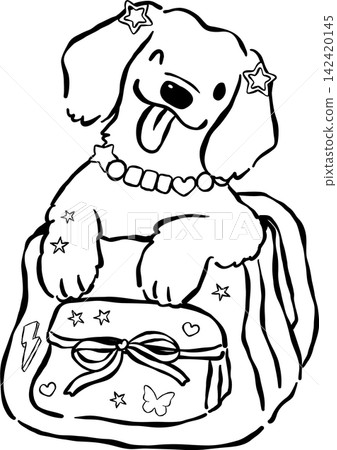 Back to School Crayon Outline Festive Stars Pattern Cartoon Hand Drawn 142420145
