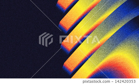 Abstract Rainbow Stripes with Layered Geometric Forms and Grainy Texture on a Dark Background Abstract Rainbow Stripes with Layered Geometric Forms and Grainy Texture on a Dark Background 142420353