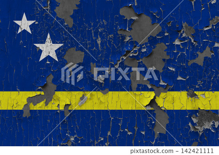 3D Flag of Curacao on stone wall 3D Flag of Curacao on stone wall 142421111
