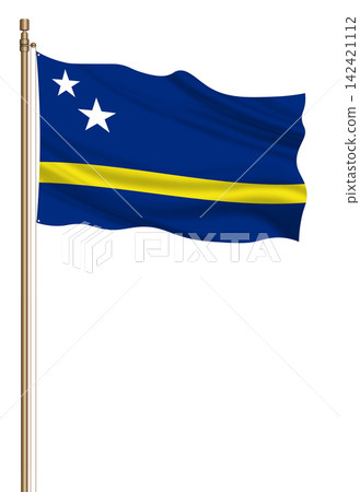 3D Flag of Curacao on pillar 3D Flag of Curacao on pillar 142421112