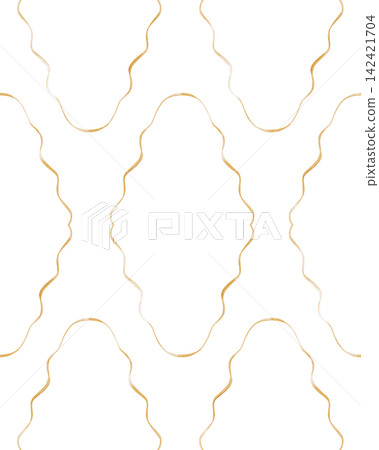 Hand painted watercolor seamless pattern of thin wavy lines forming abstract scalloped arch and oval shapes in warm golden ochre and tan tones minimalist ornamental repeat on isolated white background Hand painted watercolor seamless pattern of thin wavy lines forming abstract scalloped arch and oval shapes in warm golden ochre and tan tones minimalist ornamental repeat on isolated white background 142421704