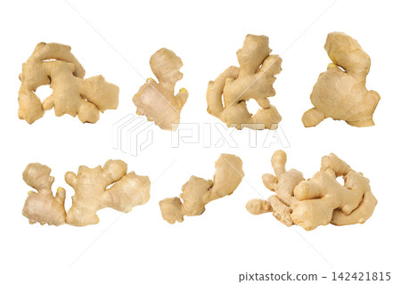 Ginger. Ginger roots arranged in diverse forms highlight unique textures, PNG Ginger. Ginger roots arranged in diverse forms highlight unique textures, PNG 142421815