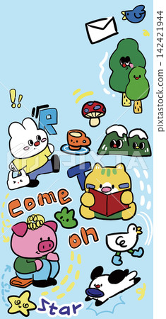 Cute cartoon pet animals collection of playful character phone wallpaper designs Cute cartoon pet animals collection of playful character phone wallpaper designs 142421944
