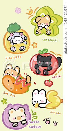 Cute cartoon pet animals collection of playful character phone wallpaper designs Cute cartoon pet animals collection of playful character phone wallpaper designs 142421974