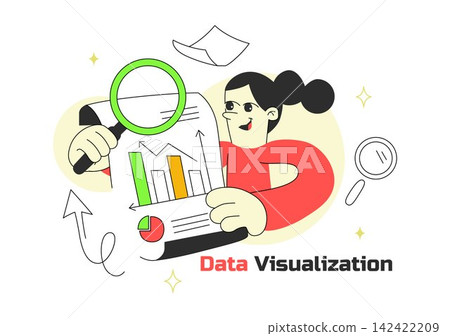 Data Visualization Vector Illustration Featuring Business Analytics, Financial Charts, Growth Statistics, Reports and Strategic Decision Making Data Visualization Vector Illustration Featuring Business Analytics, Financial Charts, Growth Statistics, Reports and Strategic Decision Making 142422209