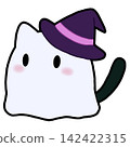A cat ghost wearing a witch's hat 142422315