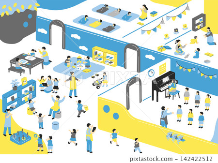 Classroom scenes in kindergartens and daycare centers Classroom scenes in kindergartens and daycare centers 142422512