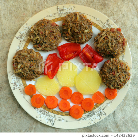 potato with ship or beef or other meat ingredients potato with ship or beef or other meat ingredients 142422629
