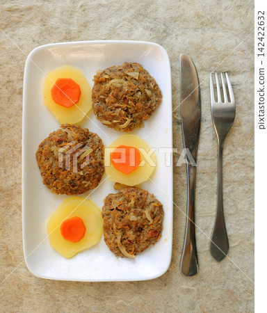 potato with ship or beef or other meat ingredients potato with ship or beef or other meat ingredients 142422632