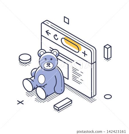 Cute Teddy Bear And Web Page Isometric Vector Illustration For Kids Shop Cute Teddy Bear And Web Page Isometric Vector Illustration For Kids Shop 142423161