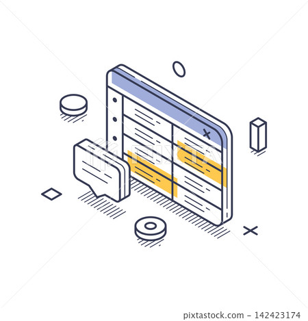 Online Spreadsheet For Business Data Planning And Team Communication Isometric Vector Illustration Online Spreadsheet For Business Data Planning And Team Communication Isometric Vector Illustration 142423174