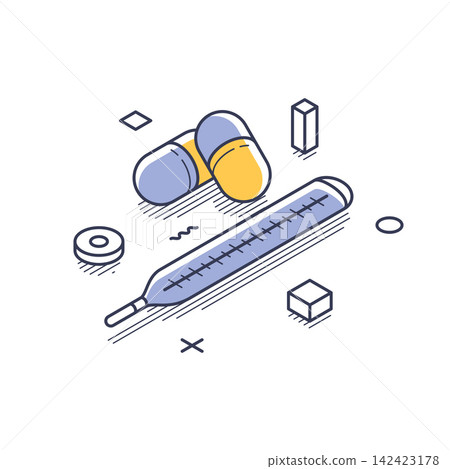 Medical Pills And Thermometer For Fever Treatment Isometric Vector Illustration Medical Pills And Thermometer For Fever Treatment Isometric Vector Illustration 142423178