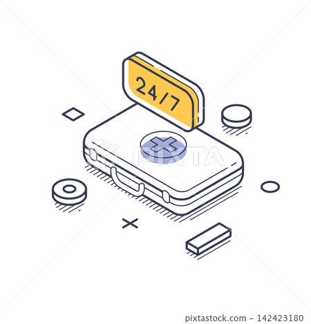 Emergency First Aid Kit For 24/7 Medical Service Isometric Vector Illustration Emergency First Aid Kit For 24/7 Medical Service Isometric Vector Illustration 142423180