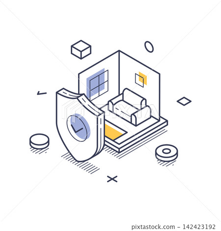 Home Insurance And Property Protection For A Secure House Isometric Vector Illustration Home Insurance And Property Protection For A Secure House Isometric Vector Illustration 142423192