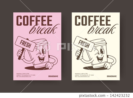 Coffee Break Flyer Vector Template For Fresh Coffee Promotion 142423232