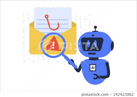 Vector of AI Phishing Email Fraud Detection Isolated Illustration Vector of AI Phishing Email Fraud Detection Isolated Illustration 142423862