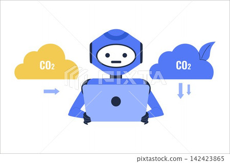 Vector of AI Carbon Footprint Reduction Isolated Illustration Vector of AI Carbon Footprint Reduction Isolated Illustration 142423865