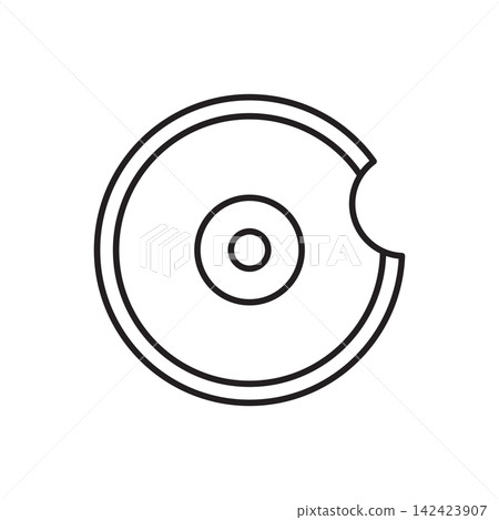 Minimalist line art icon of a semi-circular round knife tool used for cutting and skiving leather. 142423907
