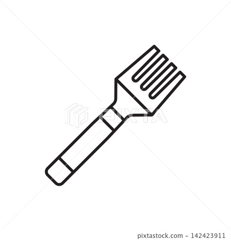 Minimalist line art icon of an edge beveler tool used for trimming and rounding raw leather edges. Minimalist line art icon of an edge beveler tool used for trimming and rounding raw leather edges. 142423911
