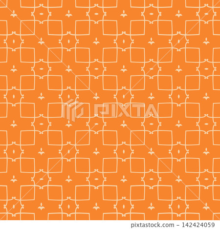 Vibrant Orange Geometric Arabesque Tile Vibrant Orange Geometric Arabesque Tile 142424059