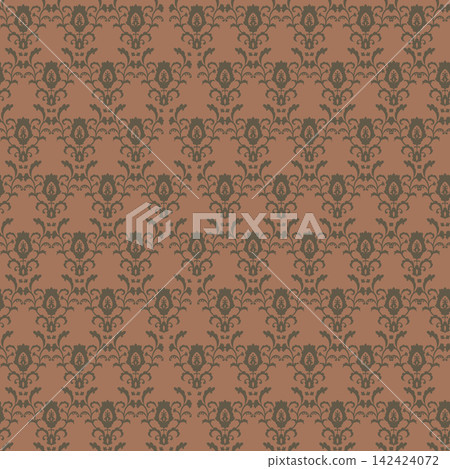 Terracotta Brown Intricate Damask Silhouette 142424072
