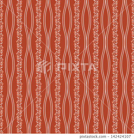 Terracotta Wavy Floral Vine Stripes Terracotta Wavy Floral Vine Stripes 142424107