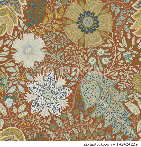Earthy Terracotta Vintage Botanical Chintz Motif Earthy Terracotta Vintage Botanical Chintz Motif 142424229