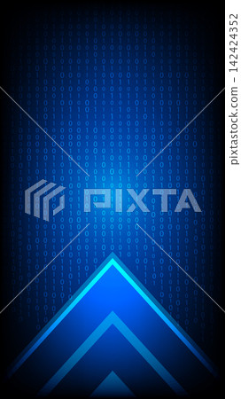 Futuristic vertical technology background featuring glowing arrows and digital binary code Futuristic vertical technology background featuring glowing arrows and digital binary code 142424352