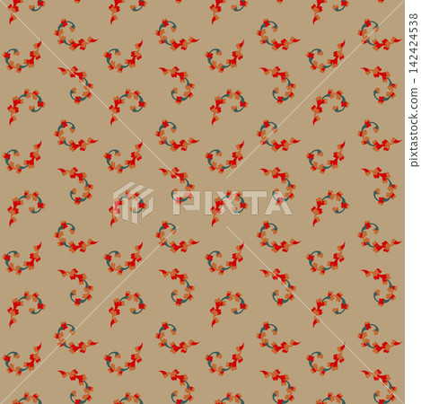 Delicate Floral Sprig Beige Motif Delicate Floral Sprig Beige Motif 142424538