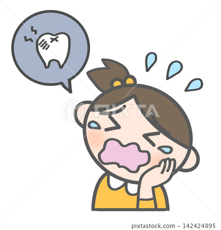 Girl crying with cavities Girl crying with cavities 142424895