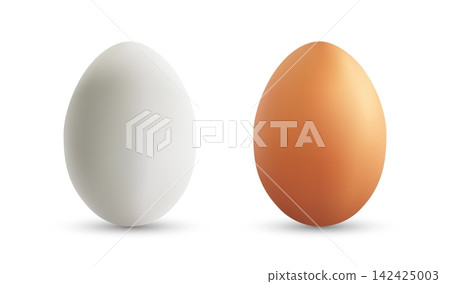 White and Brown Eggs Comparison Food Photography Minimal Background White and Brown Eggs Comparison Food Photography Minimal Background 142425003
