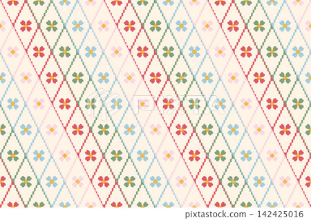Colorful Floral Baby Diamond Seamless Pattern with Diagonal Lattice Colorful Floral Baby Diamond Seamless Pattern with Diagonal Lattice 142425016
