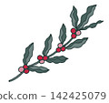 Stylized Branch With Red Winter Berries 142425079
