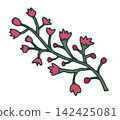Hand Drawn Pink Bell Flower Branch 142425081