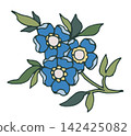 Retro Blue Floral Botanical Bouquet Element 142425082