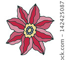 Stylized Pink Star Shaped Folk Flower 142425087