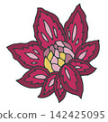 Vibrant Magenta Folk Blossom Botanical Element 142425095